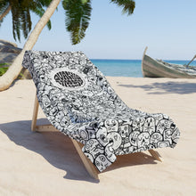 Load image into Gallery viewer, Beach Towel - &quot;Doodles&quot; with Quacky Factory logo
