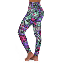 Load image into Gallery viewer, Women&#39;s High Waisted Yoga Leggings - &quot;Robot Doodles&quot;
