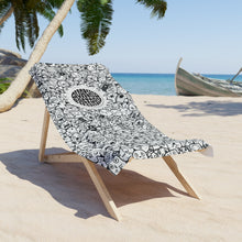 Load image into Gallery viewer, Beach Towel - &quot;Doodles&quot; with Quacky Factory logo
