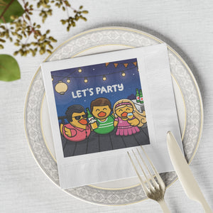 White Coined Napkins - "Quack Up the Party"