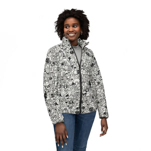 Women's Puffer Jacket - "Doodles"