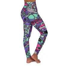 Load image into Gallery viewer, Women&#39;s High Waisted Yoga Leggings - &quot;Robot Doodles&quot;
