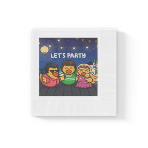 White Coined Napkins - "Quack Up the Party"