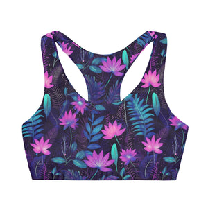 Girls' Double Lined Seamless Sports Bra - "Floral"