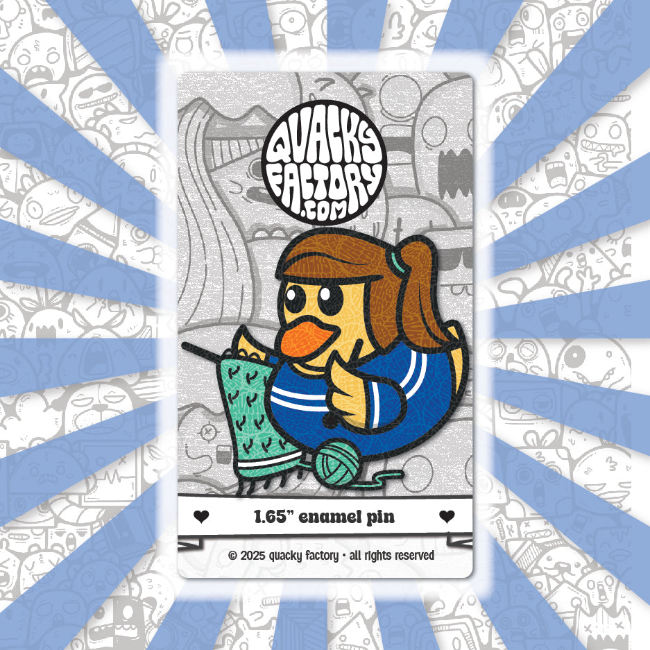 Enamel Pin - Knitting Duck